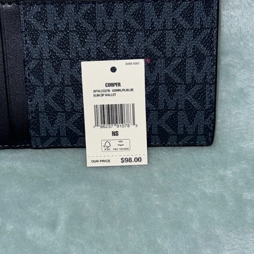 Michael Kors Monogram Admiral Blue Slim Zip Wallet